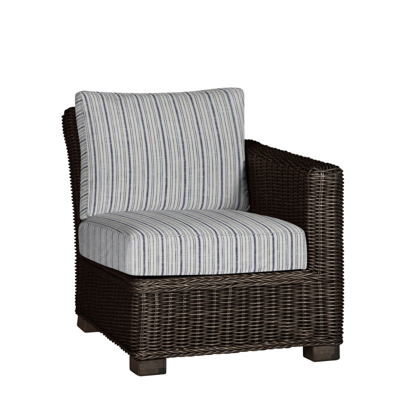 Rustic Patio Lounge Chair with Cushions, Welt, Natural White, Black Walnut