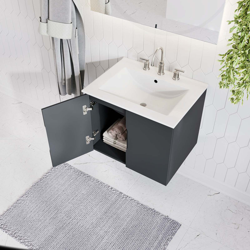 Meuble-lavabo 24 po Vitality de Modway, gris, Blanc