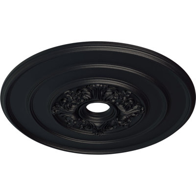 Médaillon de plafond endurathane traditionnel avec feuilles d'acanthe, DO 26 po x P 3 1/8 po x P 1 1/2 po (convient aux auvents jusqu'à 4 1/4 po)