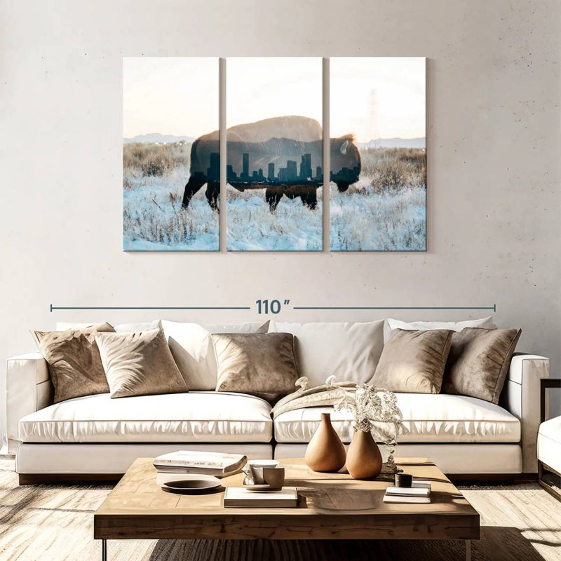 Brampt Bison And Skyline, 48" H x 74" W