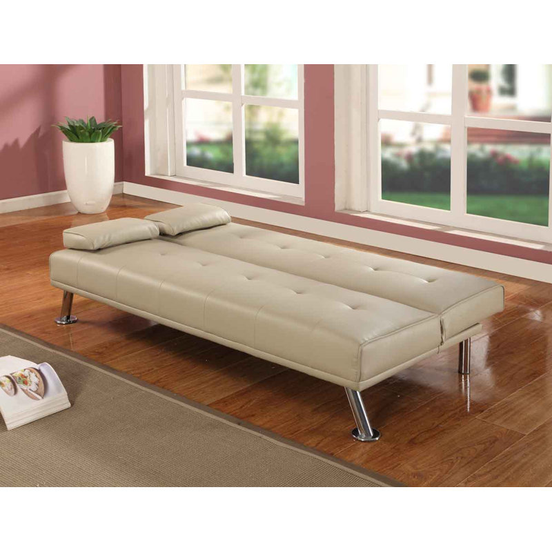 Dancer 3 Seater Faux Leather Sofa Bed, Cream