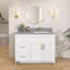 Comptoir de meuble-lavabo en pierre reconstituée de 42 pouces avec lavabo, 3 trous de robinet pré-percés, motif tacheté de marbre gris, 1,38 po d'épaisseur, dosseret assorti de 4 po, lavabo préinstallé, veinage unique