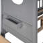 Lit en bois gris avec 2 tiroirs et tablette de rangement à l'arrière, maisonnette de jeu en bois-406946805