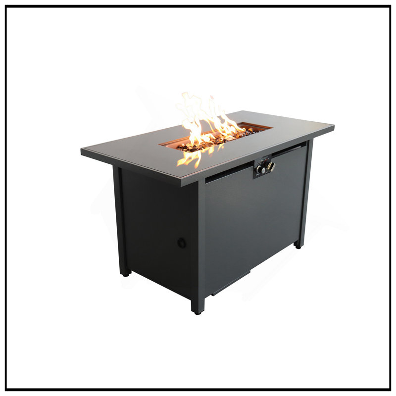 25'' H Steel Outdoor Fire Pit Table With Lid