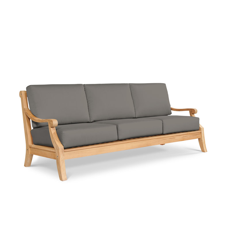 Khari Sonoma 3-Person Teak Outdoor Sofa, Canvas Charcoal Sunbrella® Canvas