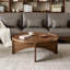 Table basse ronde en noyer noir massif