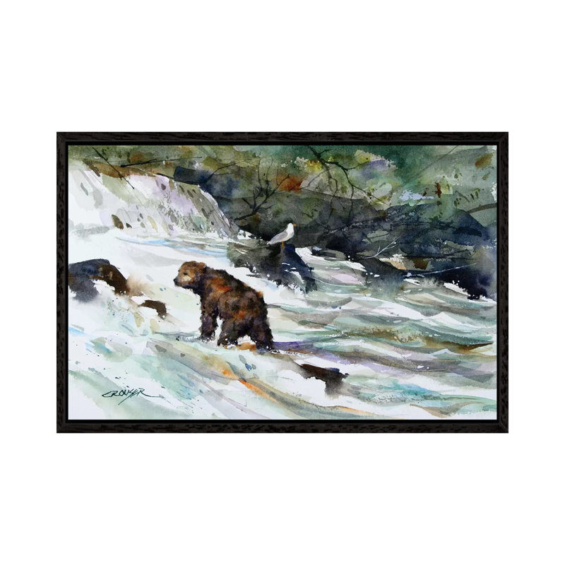 King of the Rapids 1 Piece Painting on Canvas, 101.6 cm H x 66.04 cm W, Black Framed