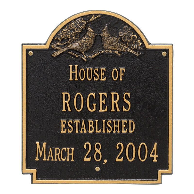 Cardinal 4-Line Wall Address Plaque, Black and Gold, Yes
