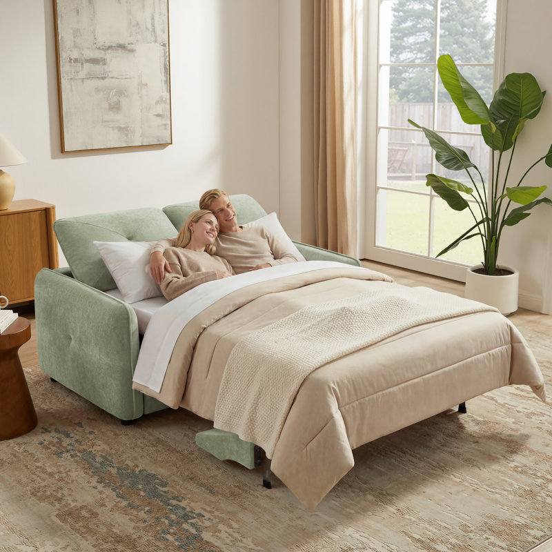 65.4’’ Upholstered Convertible Sleeper Sofa, Pull-Out Sofa Bed , Green