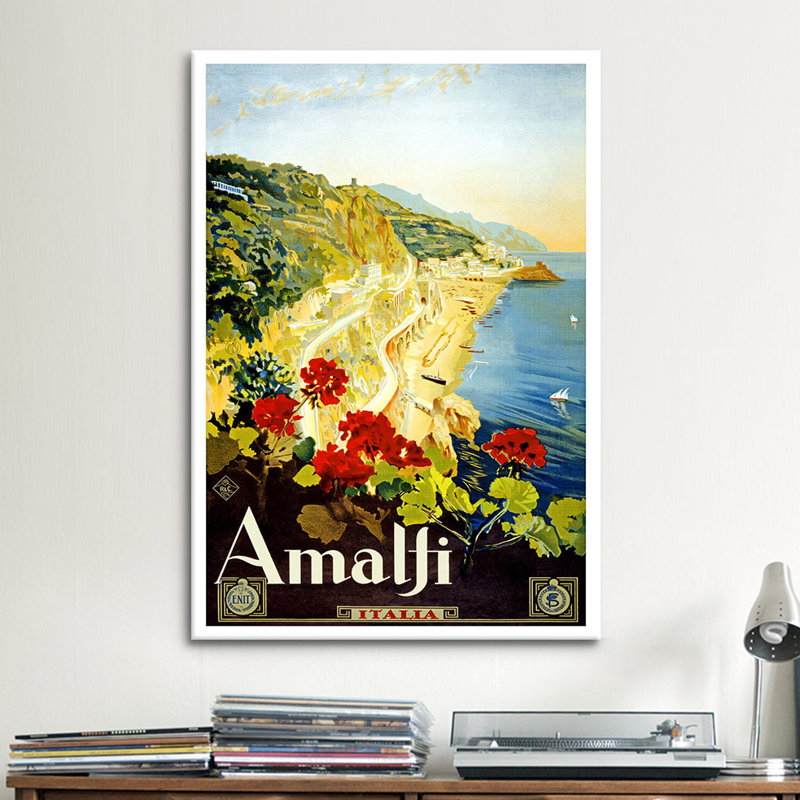 Amalfi Advertising Vintage Poster Canvas Print Wall Art, 18" H x 12" W x 1.5" D