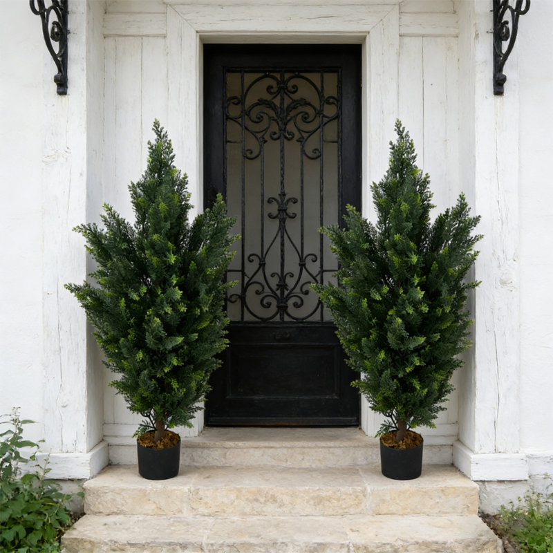 Faux Cypress Plant in Planter, 90 cm x 17 cm