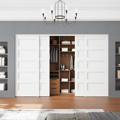 80"  White Interior Sliding Door For Pantry & Closet With Full Hardware Kit