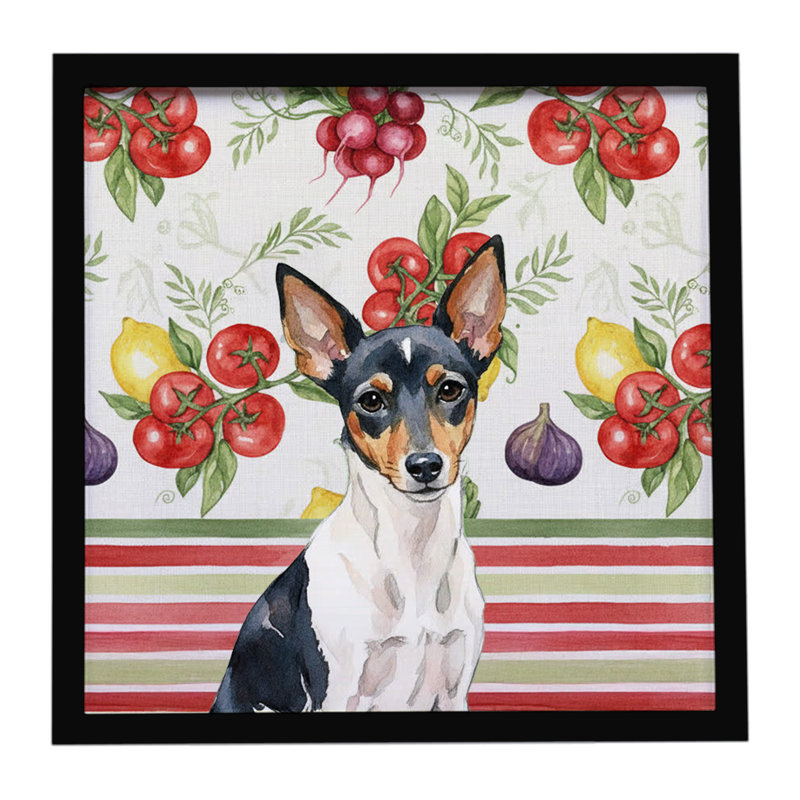 Jouet Fox Terrier légumes, impression sur métal encadrée
