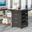 Bureau d'ordinateur en L avec tiroirs et tablettes de rangement, poste de travail de coin réversible