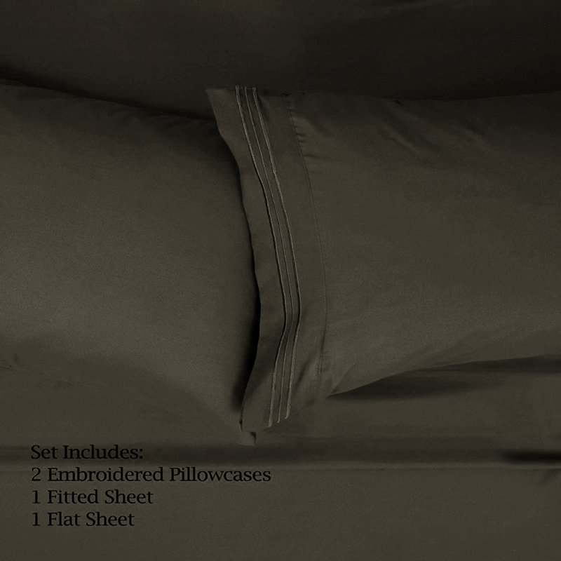 Microfiber Sheet Set, Queen Sheet Set with 2 Pillowcases, Brown