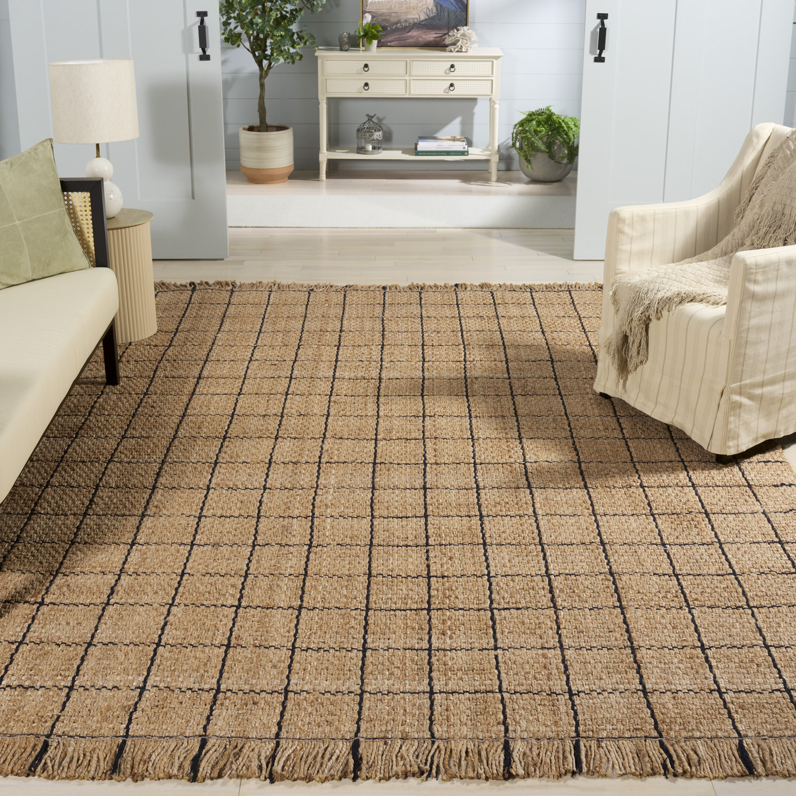 Hand-Woven Geometric Jute Rug, Rectangle 8' x 10'