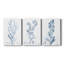 Antique Botanical in Blue I - Toile tendue avec châssis sur mesure - 3 pièces-253176789