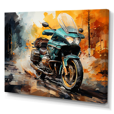 «Watercolor Motclecle Path», art mural sur toile