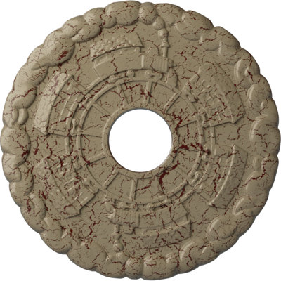 Endurathane Kendall Train Station Ceiling Medallion, 18 1/2"OD x 3 7/8"ID x 1"P (Fits Canopies up to 3 7/8"), Hand-Painted Gobi Desert Crackle Finish
