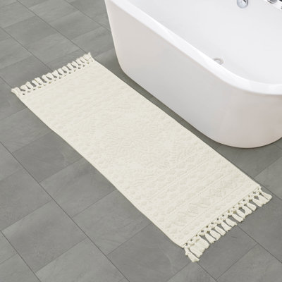 French Connection Nellore Fringe Machine Washable Cotton Bath Rug