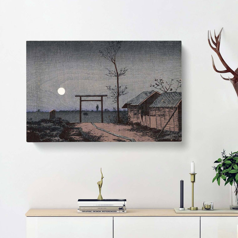 Moon In The Sky by Kobayashi Kiyochika - Wrapped Canvas Painting, 50cm H x 76cm W x 3cm D