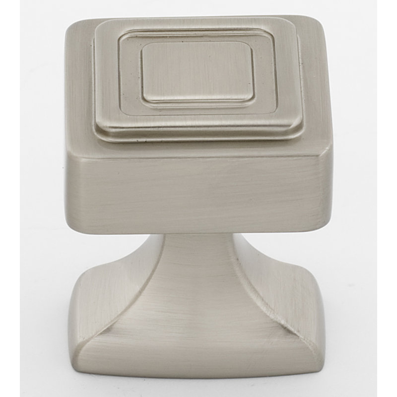 Square Knob, Satin Nickel, 1.38" H x 1.25" W x 1.25" D