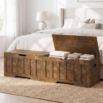 Banc de rangement avec charnières de sécurité, coffre à jouets en bois et armoire de rangement