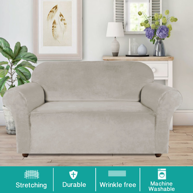 Housse de causeuse extensible en velours antidérapant et confortable, Gruau