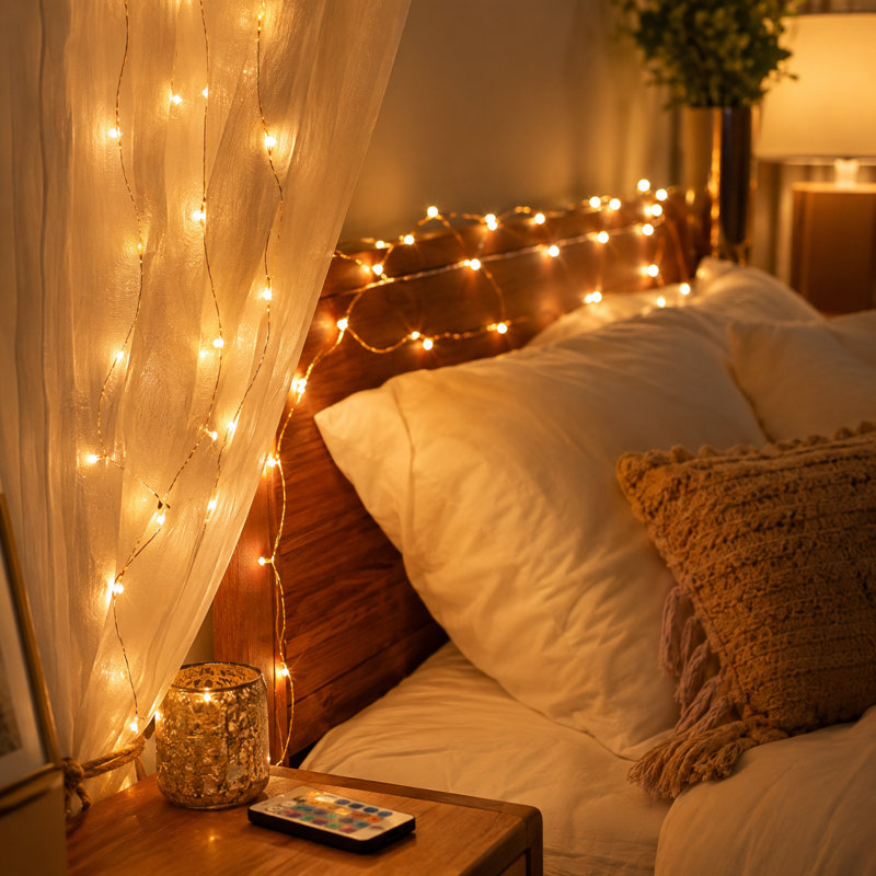 99 ft LED Fairy String Lights with 300 LEDs, 2700K Warm White, Remote Control, Outdoor & Indoor Use