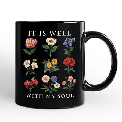Tasse rétro «It Is Well With My Soul», verset biblique floral avec nom personnalisé