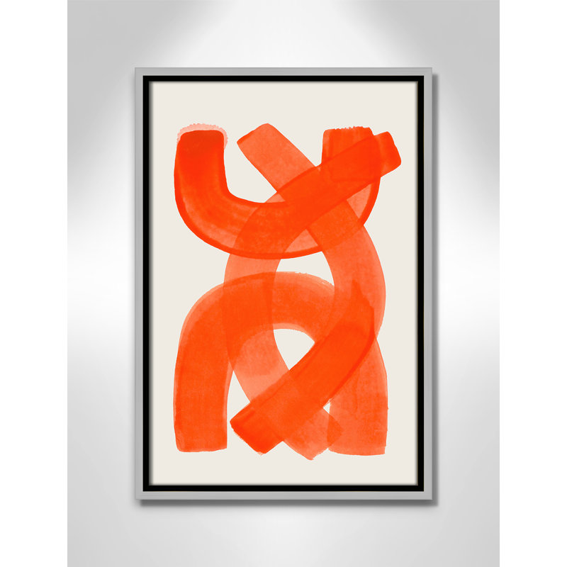 «Orange Strokes Print» par Haniff, Toile avec cadre, Flottant argent, L 13,5 po x H 19,5 po