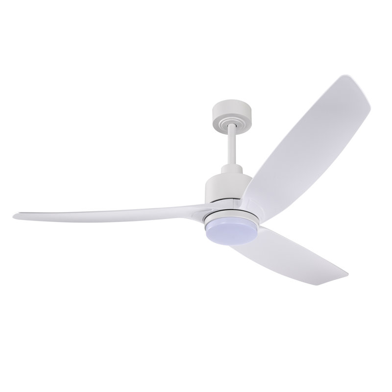 Ventilateur de plafond lumineux à 3 pales avec télécommande Heshor, Blanc