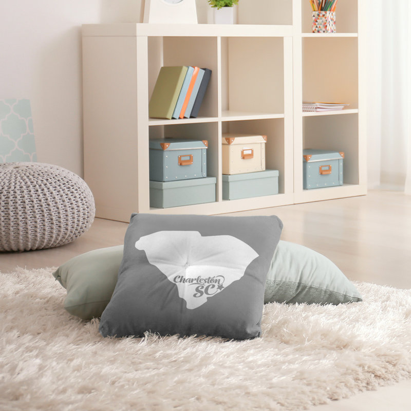 Coussin de plancher touffeté, 30 po x 30 po, Gris, Charleston