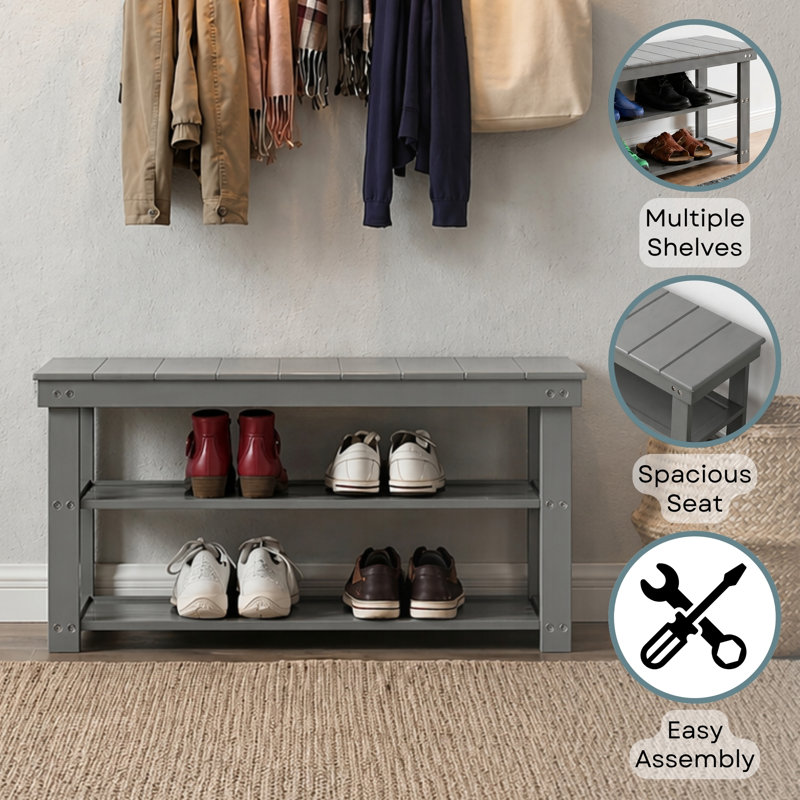 Carrold Storage Bench, Gray