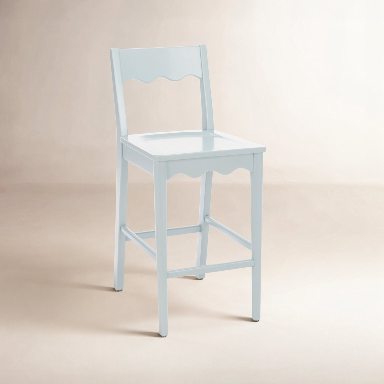 Vicki Scallop Counter Stool, Light Blue