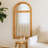 Wingard Farmhouse Style Rectangular Wooden Wall Mirror with Arched Top, Brown