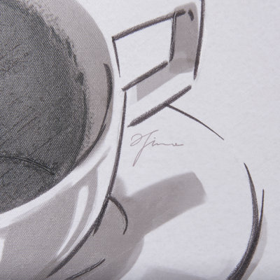 «Coffee Cat III a», toile texturée embellie à la main