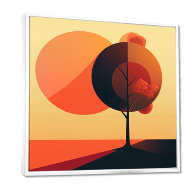 Arbre rouge minimaliste dans la campagne - arbre, impression d'art mural