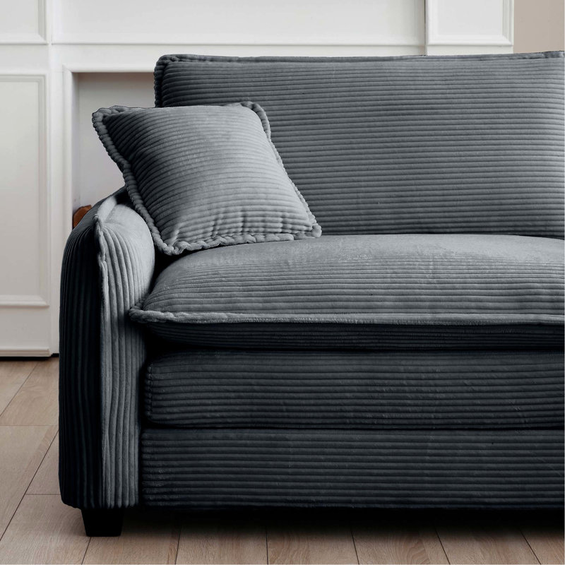 Comfortable Grey Corduroy , Blends With Sofas For A Modern And Elegant Look Footstool In Grey, Enhances Living Room Ambiance Fabric