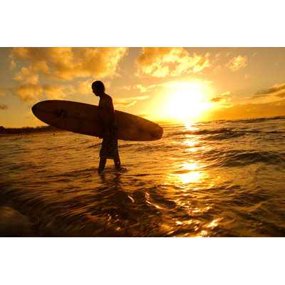 Silhouette of Surfer - Wrapped Canvas Rectangle Print