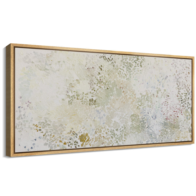 «Soft Pastel Impressionist Abstract Floral Field», impression sur toile encadrée, H 30 po x l 60 po, Naturel