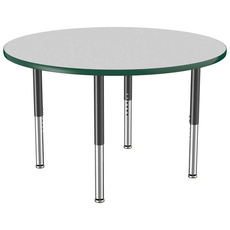 Table ronde à hauteur réglable, 48", Super, Gris / Vert / Noir