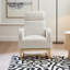 Chaise berçante d'appoint moderne à haut dossier avec poches latérales, ivoire - idéale pour le salon