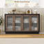 Buffet moderne avec tablettes réglables et portes en verre trempé de 55,1 po de largeur Veltri-1536290153