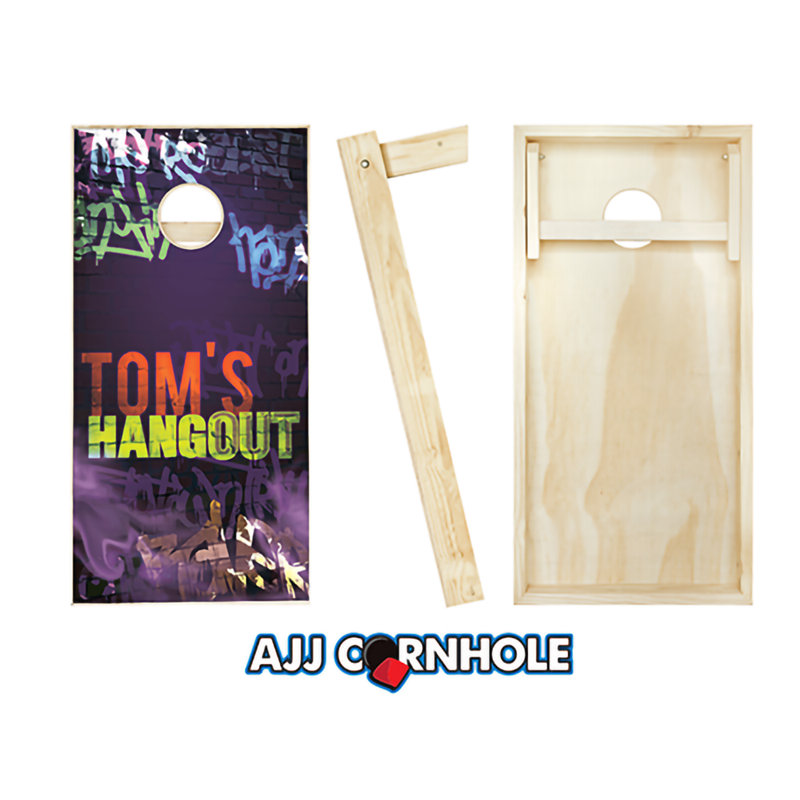 Ensemble de cornhole en bois massif 2 'x 4' avec sacs, Rouge / royal