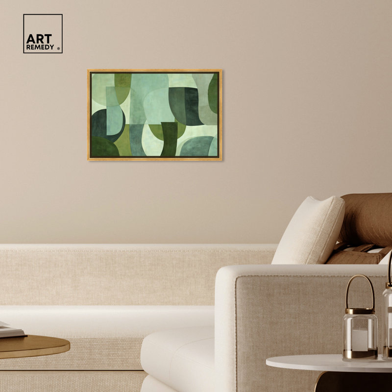 Tualipa Green Abstract Wall Art by Art Remedy, Gold Framed, 11" H x 16" W