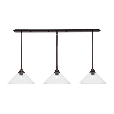 3 Light Stem Hung Linear Pendalier With Bubble Glass