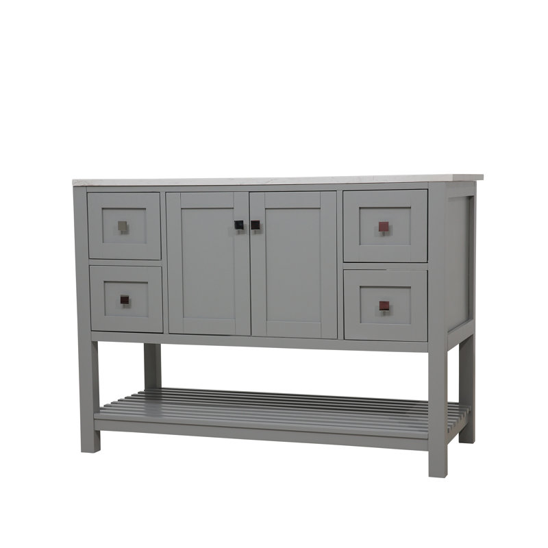 Meuble-lavabo simple 4 tiroirs Akaysha, Gris