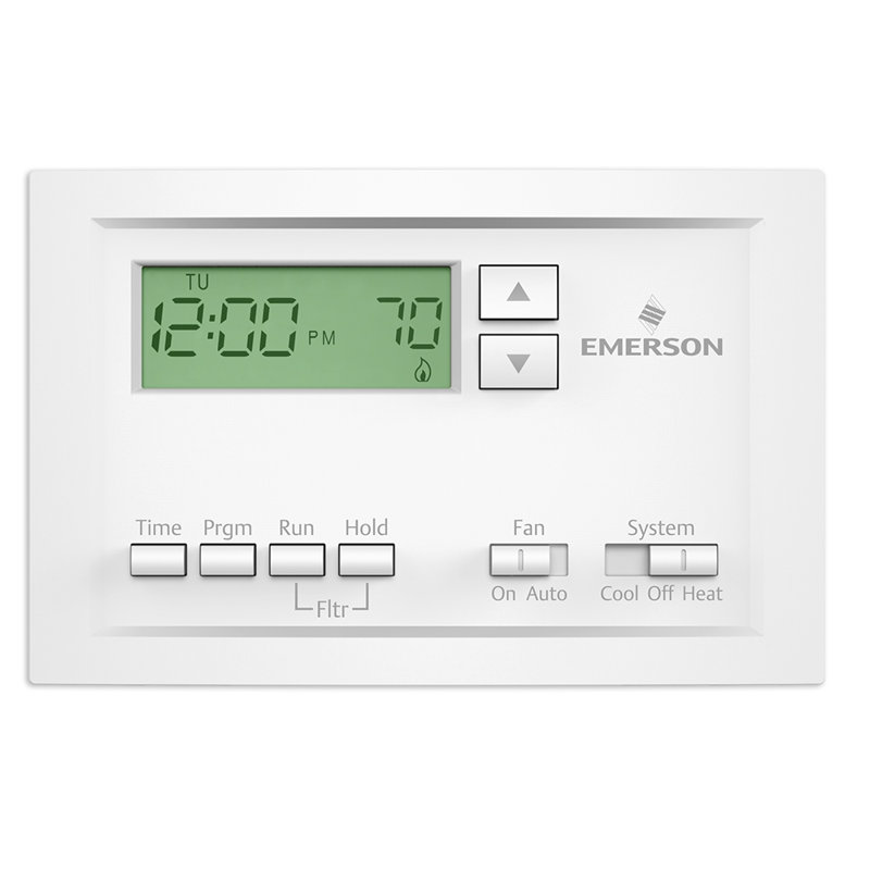 White Programmable Digital Thermostat with Backlit Display