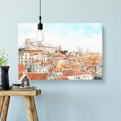 Alfalma Lisbon Portugal Skyline - No Frame - Wrapped Canvas